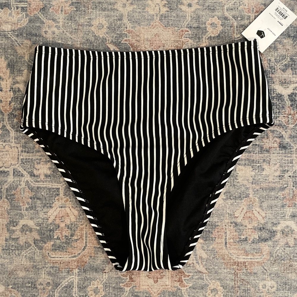 Apt. 9 Black and White Striped Bikini Bottom